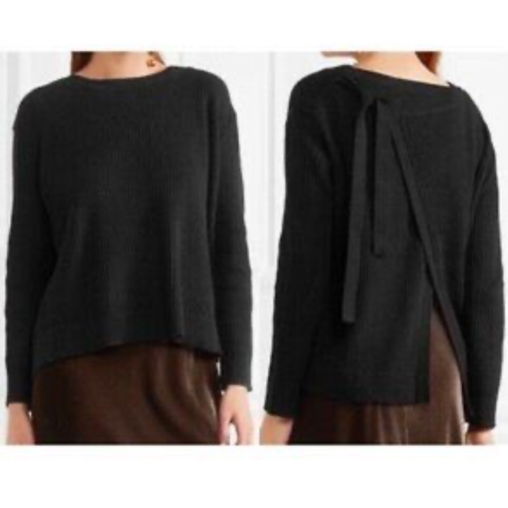 Vince Black Cashmere Blend Sweater with Back Tie Detail, size M - Picture 2 of 12